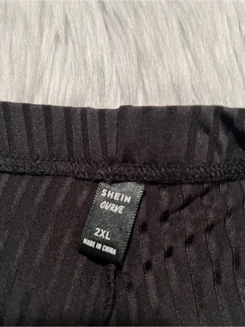 Shein Curve Women's Plus Size 2XL EZWear Ribbed Flared Bell Bottom Pants Black
